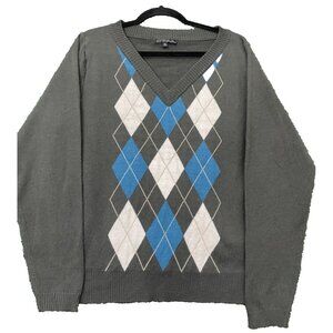 Pierri New York Women's Sweater Cardigan Size XL Gray Grandma Blue Stretch